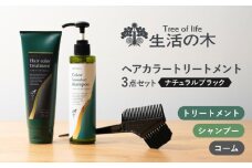 ヘアカラートリートメント 3点セット ナチュラルブラック 瑞浪市 / 生活の木 瑞浪ファクトリー直送 シャンプー ヘアケア [AZBE027]