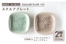 【美濃焼】 スクエアプレート ペアセット ＜BIRDS' WORDS＞ SQUARE PLATE 105 サックスブルー × トープグレー 瑞浪市 / FLYWAY [AZCC004]