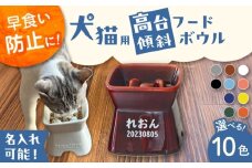 【美濃焼】 名入れ / 色が選べる 陶器製ペット用フードボウル 名入れ 早食い防止 name&number 高台傾斜 pet169 瑞浪市 / ながしまプランニングオフィス エサ入れ 餌皿 犬 猫 [AZBM192]