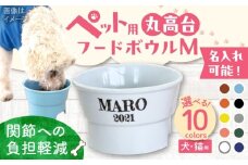 【美濃焼】 名入れ / 色が選べる 陶器製ペット用フードボウル name&number 丸高台プレーン M pet113 瑞浪市 / ながしまプランニングオフィス エサ入れ 餌皿 犬 猫 [AZBM140]