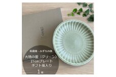 【美濃焼/みずなみ焼】 大地の器 グリーン 21cmプレート ギフト箱入り 瑞浪市 / 山喜製陶 食器 皿 パスタ皿 [AZCP045]