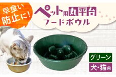 【美濃焼】 陶器製ペット用フードボウル 早食い防止 丸平台フードボウル グリーン pet142 瑞浪市 / ながしまプランニングオフィス エサ入れ 餌皿 犬 猫 [AZBM173]