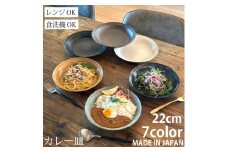 【美濃焼】 カレー皿 22cm / プレート 深皿 1枚 白マット / 窯元ロングアイランド [AZCU168]