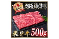 レビューキャンペーン実施中!飛騨牛　厳選カルビ(焼肉・BBQ用)500g　A4～A5等級＜冷凍便＞【1487355】
