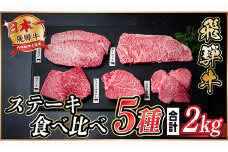 飛騨牛　ステーキ5種食べ比べセット　計2kg【1530529】