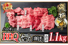 飛騨牛　BBQセット(串付き)　約1.1kg(味つけ用タレ・つけタレ付き)【1532413】