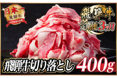 ＜毎月定期便＞飛騨牛　切り落とし　約400g＜冷蔵便＞全3回【4055085】