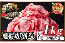 ＜毎月定期便＞飛騨牛　切り落とし　約1kg＜冷蔵便＞全6回【4055087】