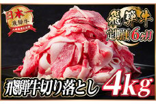 ＜毎月定期便＞飛騨牛　切り落とし　約4kg＜冷蔵便＞全6回【4055094】