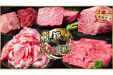 ＜毎月定期便＞飛騨牛 定期便 計2.2kg＜冷蔵便＞全5回【4055507】