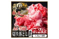 レビューキャンペーン実施中!＜毎月定期便＞飛騨牛 厳選切り落とし 計7.2kg全6回　小分け【4055983】