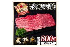 レビューキャンペーン実施中!飛騨牛　厳選赤身(焼肉・BBQ用)800g　A4～A5等級　小分け【1543756】
