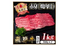 レビューキャンペーン実施中!飛騨牛　厳選赤身(焼肉・BBQ用)1kg　A4～A5等級　小分け【1543758】