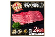 レビューキャンペーン実施中!飛騨牛　厳選赤身(焼肉・BBQ用)2kg　A4～A5等級　小分け【1543760】