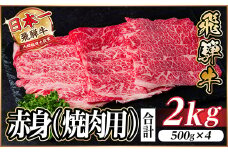 レビューキャンペーン実施中!飛騨牛　厳選赤身(焼肉・BBQ用)2kg　A4～A5等級　小分け【1543760】