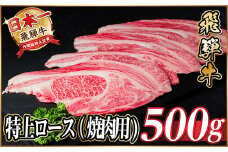 レビューキャンペーン実施中!飛騨牛　特上ロース(焼肉・BBQ用)500g　A5等級　黒毛和牛 　【1543790】
