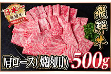 レビューキャンペーン実施中!飛騨牛　厳選肩ロース(焼肉・BBQ用)500g　A4～A5等級＜冷凍便＞【1543801】