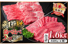 レビューキャンペーン実施中!飛騨牛霜降り・赤身食べ比べセット　2ヶ月定期便　計1.6kg　A4～A5【4057710】