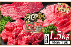 レビューキャンペーン実施中!＜毎月定期便＞飛騨牛 赤身肉定期便 計1.5kg全3回【4059528】