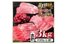 レビューキャンペーン実施中!飛騨牛霜降り・赤身食べ比べセット　3ヶ月定期便　計3kg　A4～A5【4059526】