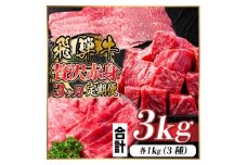 レビューキャンペーン実施中!＜毎月定期便＞飛騨牛 贅沢赤身肉定期便 計3kg全3回【4059530】