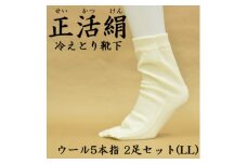 正活絹 冷えとり靴下 ウール5本指 2足セット(LLサイズ)【1583798】