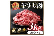 飛騨牛 牛すじ肉 約3kg(約500g×6) 訳あり＜冷蔵便＞A4～A5等級【1634548】