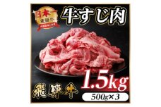 飛騨牛 牛すじ肉 約1.5kg(約500g×3) 訳あり＜冷蔵便＞A4～A5等級【1634530】