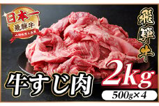 飛騨牛 牛すじ肉 約2kg(約500g×4) 訳あり＜冷蔵便＞A4～A5等級【1634537】