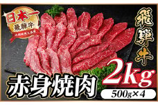 飛騨牛 赤身(焼肉・BBQ用) 約2kg(約500g×4)＜冷蔵便＞A4～A5等級 黒毛和牛【1646215】
