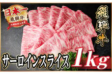 飛騨牛 サーロインスライス 約1kg(すき焼き・しゃぶしゃぶ用)＜冷蔵便＞A4～A5等級 黒毛和牛【1646554】