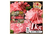 ＜毎月定期便＞レビューキャンペーン実施中!飛騨牛　厳選すき焼き・しゃぶしゃぶ定期便　1kg全6回【4072497】