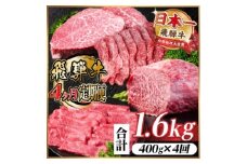 ＜毎月定期便＞飛騨牛 赤身定期便 計1.6kg 焼肉 BBQ すき焼き しゃぶしゃぶ ブロック全4回【4072648】
