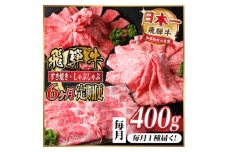 ＜毎月定期便＞レビューキャンペーン実施中!飛騨牛　厳選すき焼き・しゃぶしゃぶ用　定期便400g全6回【4072791】