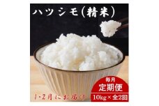 ＜発送月固定定期便＞生産者応援!岐阜県産ハツシモ(精米)10kg＜1月・2月発送＞全2回【4073155】