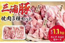 豪華三浦豚 1.1kg 焼肉セット 肩ロース カルビ ランプ ブランド豚 国産 ポーク 大容量 恵那市 / あづま精肉店 [AUDL005]