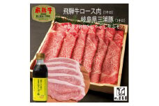 飛騨牛ロース1kg 三浦豚ロース焼肉用1kg バーベキューセット 和牛 国産 霜降り 恵那市 / 岩島屋 [AUAJ024]
