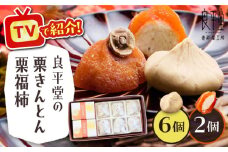 栗きんとん6個 栗福柿2個 セット / 栗 くり 栗きんとん くりきんとん 和菓子 スイーツ 柿 かき 干し柿 干柿 / 恵那市 / 良平堂 [AUDB021]