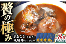 -あふひ 贅の極み- まるごと玉葱と飛騨牛のシチュー 2人前×4個セット / レトルトビーフシチュー 常温保存 時短 非常食 / 恵那市 / テンポイント [AUEU007]