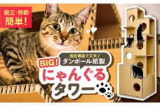 にゃんぐるタワー 紙製 ハニカムパネル使用 キャットタワー 猫 インテリア ペット 恵那市 / 東濃コアー [AUEZ001]