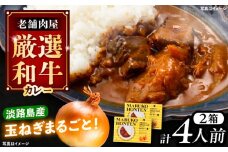 丸小本店 老舗肉屋の淡路島産の玉ねぎまるごと和牛カレー 2人前450g×2個セット レトルト ビーフカレー 国産牛 恵那市 / テンポイント [AUFN012]