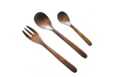 拭き漆塗り 木のカトラリー 3種セット / スプーン フォーク 木工品 工芸品 / 恵那市 / 小林ロクロ工芸 [AUET001]
