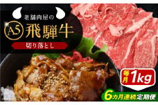 【6回定期便】 飛騨牛 切り落とし肉 A5ランク 1kg 和牛 国産 霜降り 恵那市 / 岩島屋 [AUAJ034]