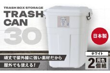 【ホワイト】トラッシュカン ゴミ箱 ふた付き 30L 2個組 / 恵那市 / 東谷株式会社 明智流通センター [AUAD069]