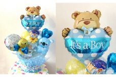 【レビューキャンペーン対象商品】バルーン おむつケーキ＜男の子 ブルー 出産祝に！＞ | ベビー用品 おむつ 贈り物 ギフト 出産祝い M44S24