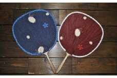 【限定10組】 布貼り 【うちわ】 2枚 セット（かわいいうさぎ） ｜あ！寝装広場ワタコウ 雑貨 日用品 手づくり 綿100％ M20S44