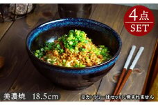 【美濃焼】 さぬき丼ぶり 18.5cm 天目紺流し 4点セット 【EAST table】 [MBS003]