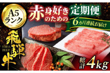【6回定期便】赤身 好きのための 飛騨牛 A5ランク コース約4人前【有限会社マルゴー】和牛 霜降り 焼肉 モモ肉 ヒレ肉 [MBE027]