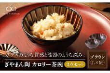 【美濃焼】ぎやまん陶 カロリー茶碗 2個セット 漆ブラウン（Lサイズ）×漆ブラウン（Mサイズ）【カネコ小兵製陶所】【TOKI MINOYAKI返礼品】食器 ご飯茶碗 ペア [MBD083]