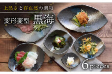 【美濃焼】 和食器 黒海 6点セット 【EAST table】 [MBS054]